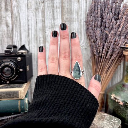 Spiderweb Obsidain Crystal Ring Fine Silver Size 7 / Foxlark Collection - One of a Kind