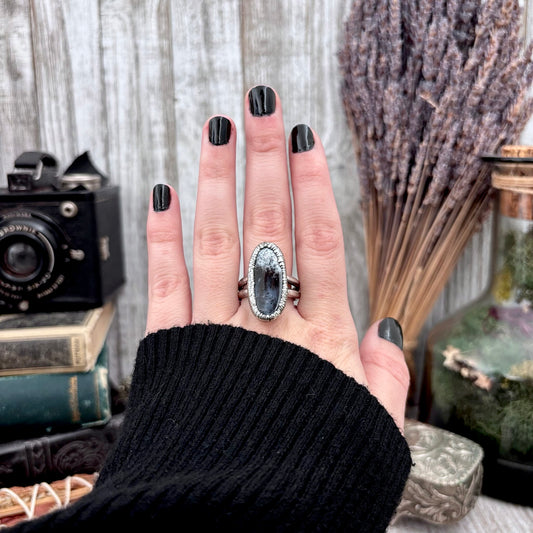 Dendritic Agate Crystal Ring Fine Silver Size 9.5 / Foxlark Collection - One of a Kind