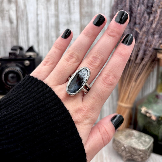 Dendritic Agate Crystal Ring Fine Silver Size 9.5 / Foxlark Collection - One of a Kind