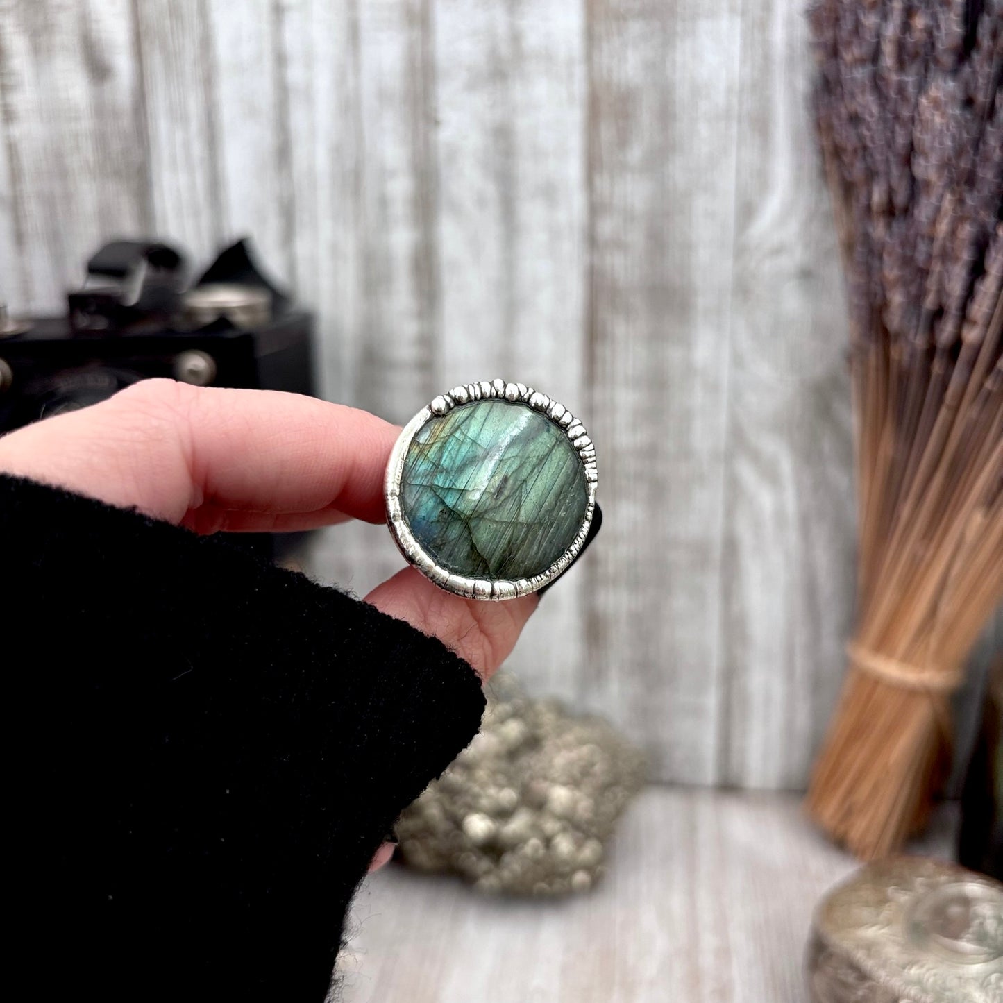 Labradorite Crystal  Ring Fine Silver Size 9.5 / Foxlark Collection - One of a Kind