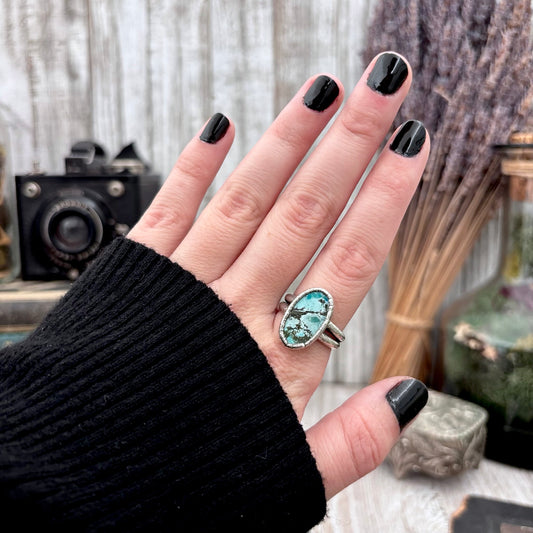 Blue Turquoise Stone Ring Fine Silver Size 7.5 / Foxlark Collection - One of a Kind