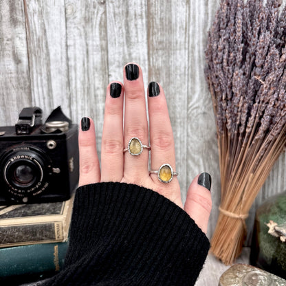 Citrine Ring Fine Silver Small faceted Stone Ring Size 5 6 7 8 9 10 11 / Foxlark Collection