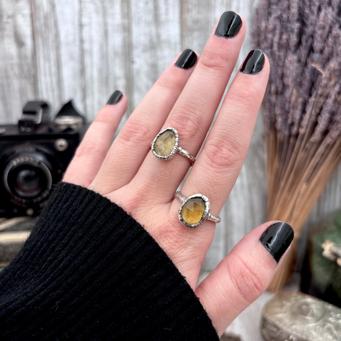 Citrine Ring Fine Silver Small faceted Stone Ring Size 5 6 7 8 9 10 11 / Foxlark Collection