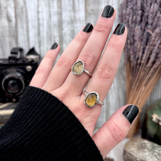 Citrine Ring Fine Silver Small faceted Stone Ring Size 5 6 7 8 9 10 11 / Foxlark Collection