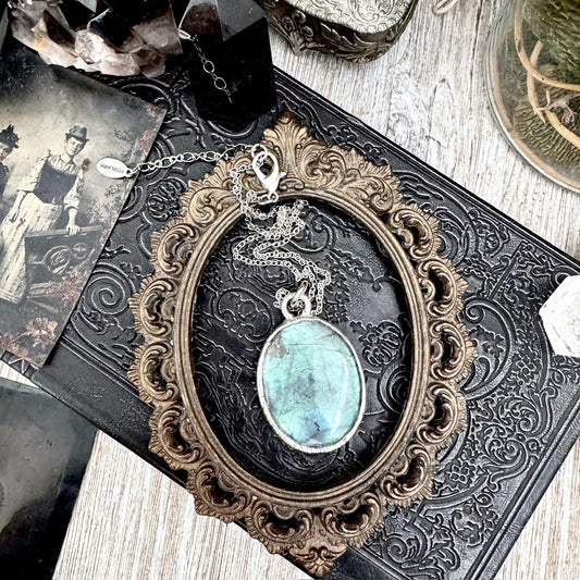 Blue Labradorite Necklace in Fine Silver / Foxlark Collection - One of a Kind
