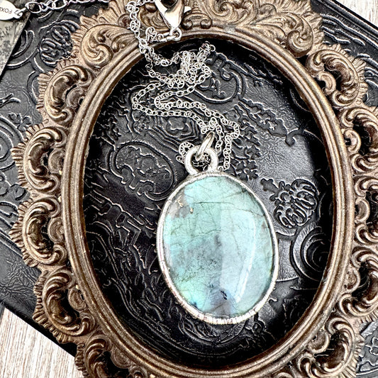 Blue Labradorite Necklace in Fine Silver / Foxlark Collection - One of a Kind