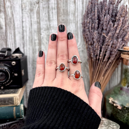 Garnet Ring Fine Silver Small faceted Stone Ring Size 5 6 7 8 9 10 11 / Foxlark Collection