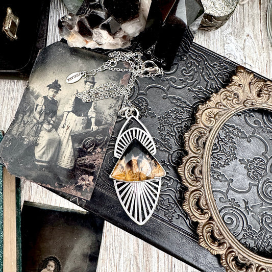 Moss & Moon Collection - Fossilized Palm Root Statement Necklace in Fine Silver / One of a Kind