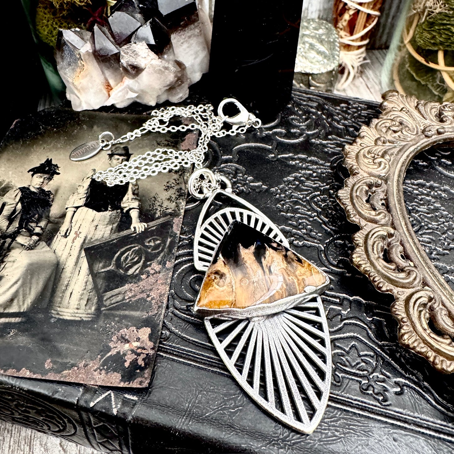 Moss & Moon Collection - Fossilized Palm Root Statement Necklace in Fine Silver / One of a Kind FOXLARK