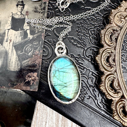 Blue Labradorite Necklace in Fine Silver / Foxlark Collection - One of a Kind FOXLARK