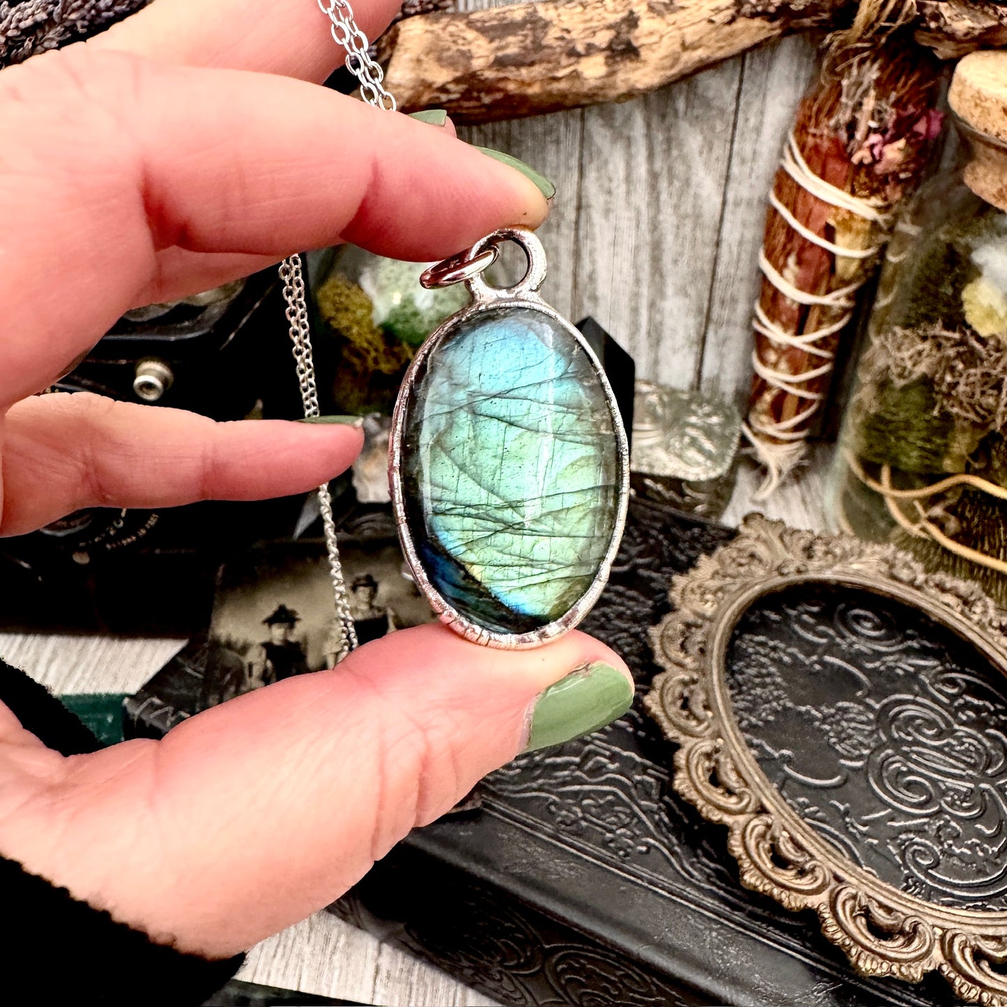 Blue Labradorite Necklace in Fine Silver / Foxlark Collection - One of a Kind FOXLARK