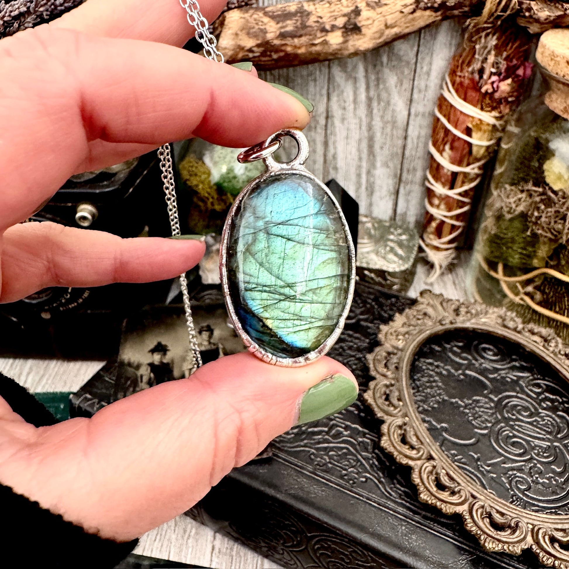 Blue Labradorite Necklace in Fine Silver / Foxlark Collection - One of a Kind FOXLARK