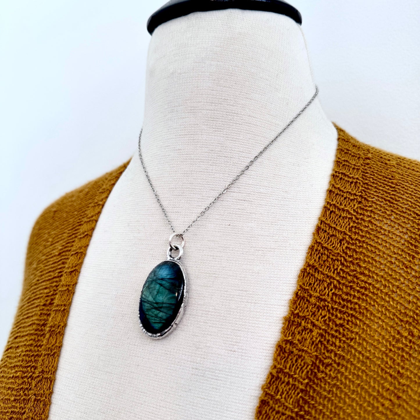 Blue Labradorite Necklace in Fine Silver / Foxlark Collection - One of a Kind FOXLARK