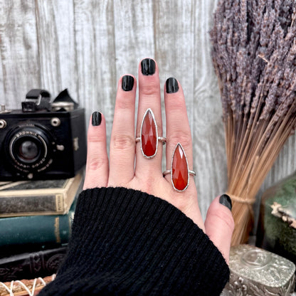 Carnelian Ring Fine Silver Small faceted Stone Ring Size 5 6 7 8 9 10 11 / Foxlark Collection