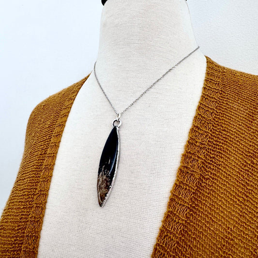 Fossilized Palm Root Necklace in Fine Silver / Foxlark Collection - One of a Kind