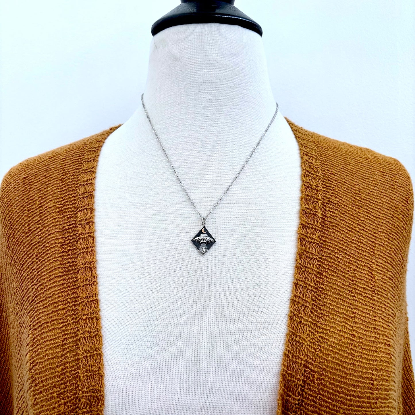 Tiny Talisman Collection - Sterling Silver UFO Abduction Necklace Pendant  /