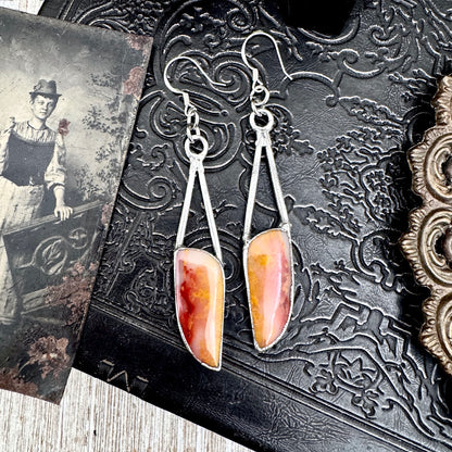 Jasper Fine Silver Crystal Dangle Earrings / Long Dangle Witchy Earrings FOXLARK