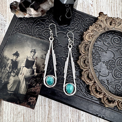 Amazonite Fine Silver Crystal Dangle Earrings / Long Dangle Witchy Earrings FOXLARK