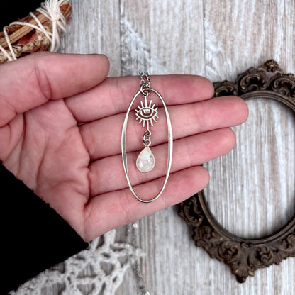 Eye Rainbow Moonstone Talisman Necklace / Talisman Collection-Sterling Silver