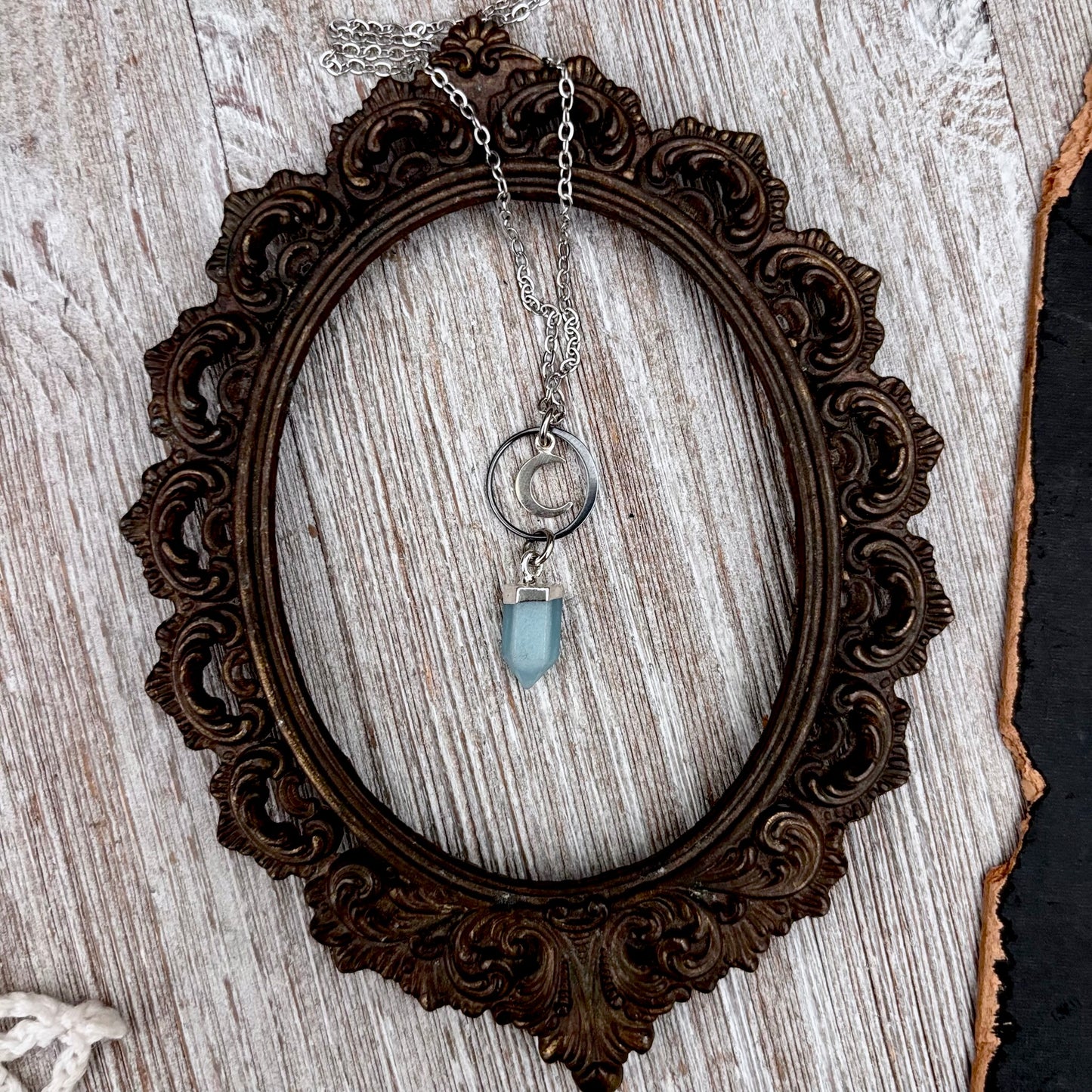 Aventurine Moon Talisman Necklace / Talisman Collection-Sterling Silver