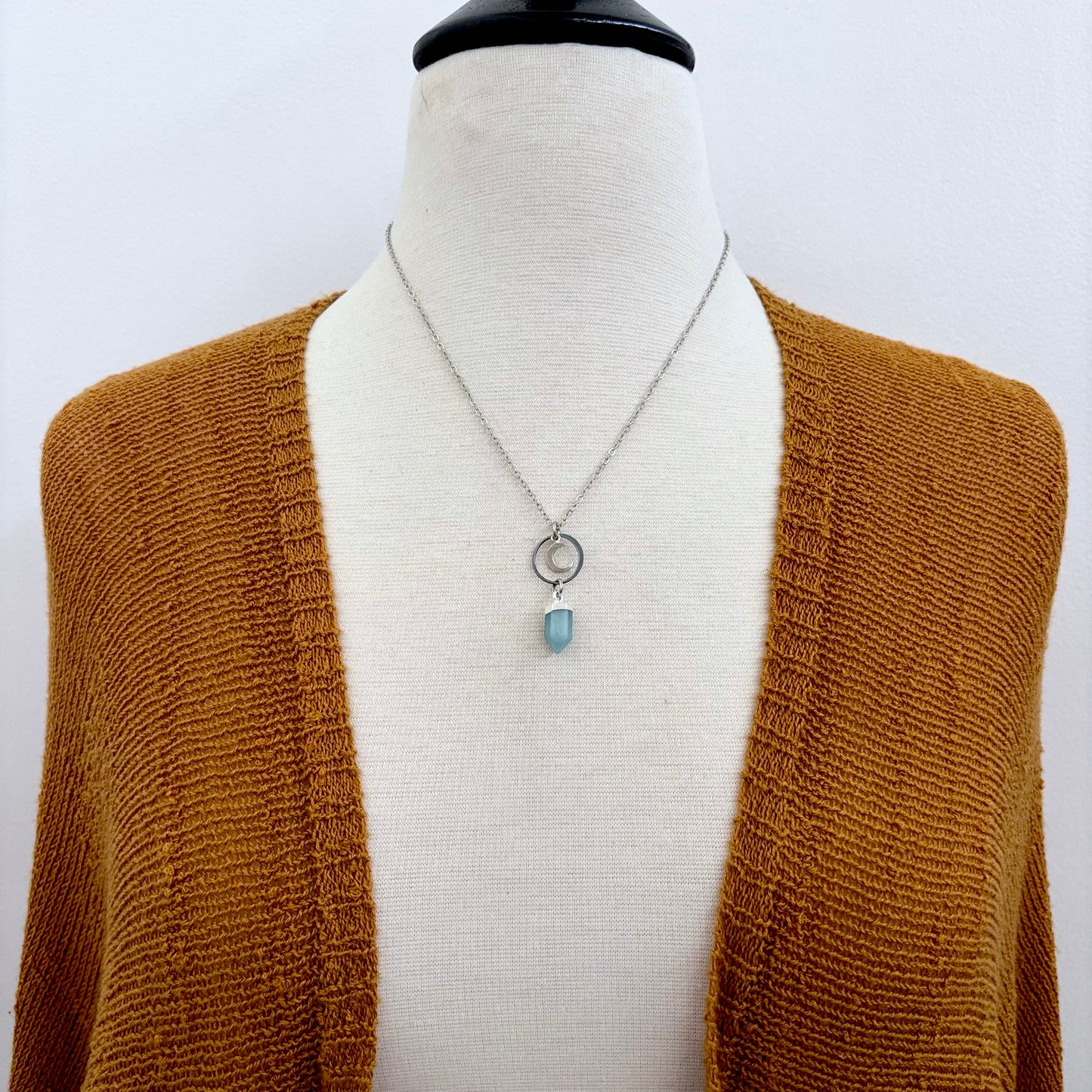 Aventurine Moon Talisman Necklace / Talisman Collection-Sterling Silver