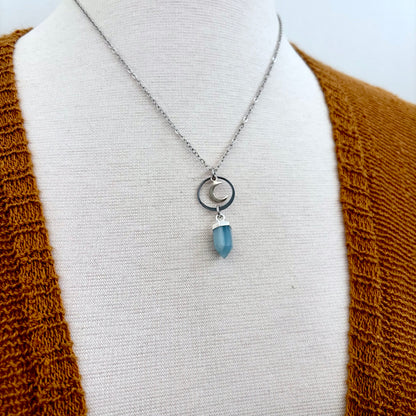 Aventurine Moon Talisman Necklace / Talisman Collection-Sterling Silver