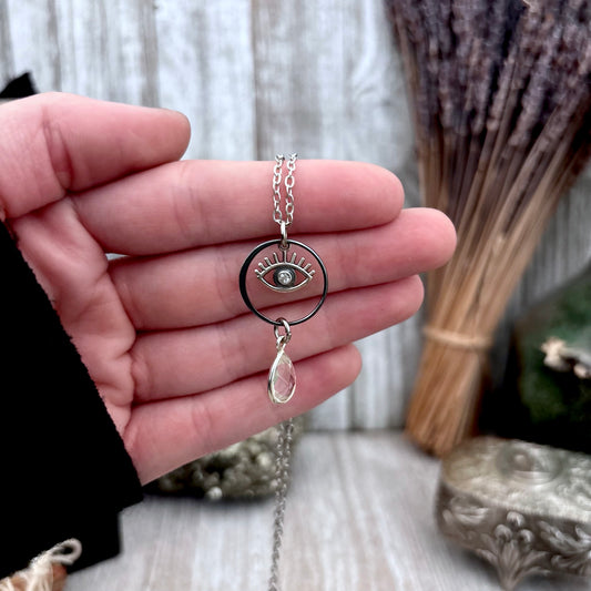 Eye Clear Quartz Talisman Necklace / Talisman Collection-Sterling Silver