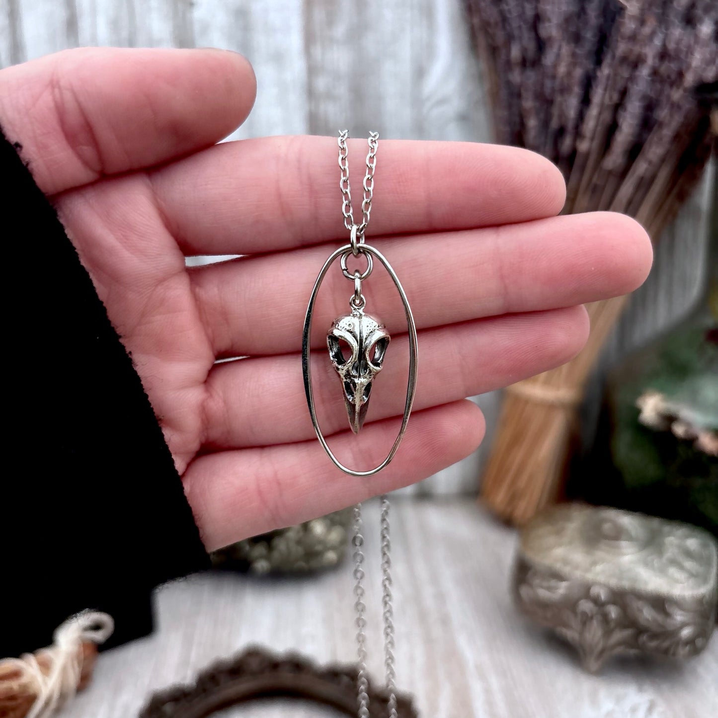 Raven Skull Talisman Necklace / Talisman Collection-Sterling Silver