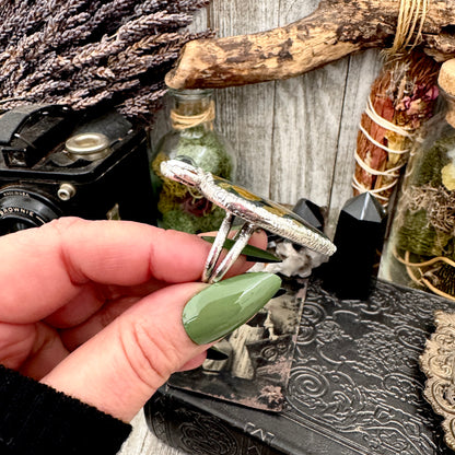 Multi Stone Ocean Jasper Carnelian & Glass Eye Ring In Fine Silver Size 8.5 / Foxlark Collection