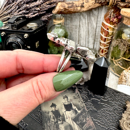 Multi Stone Clear Quartz & Smoky Quartz Ring In Fine Silver Size 9 / Foxlark Collection