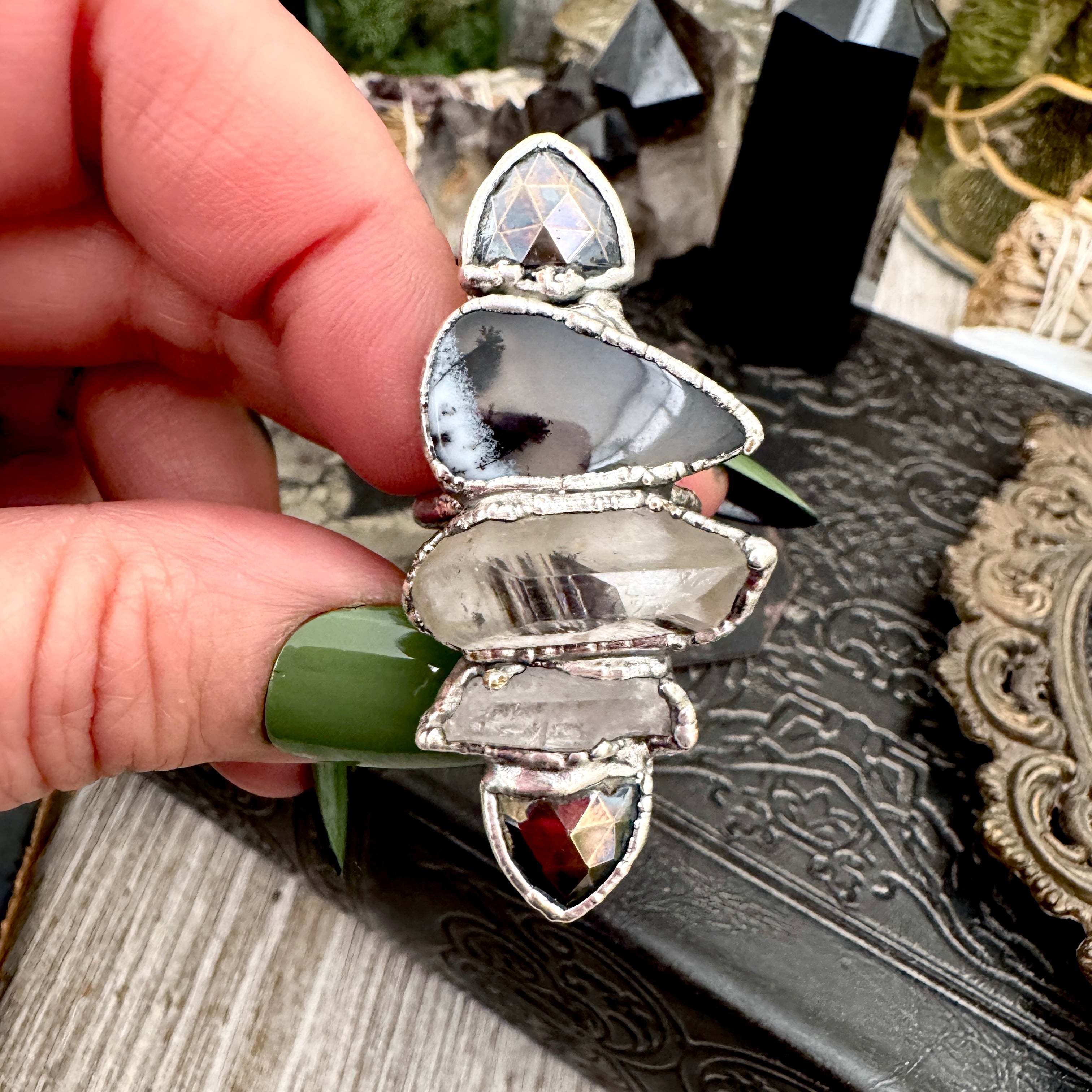 Multi Stone Pyrite Clear Quartz Garden Quartz & Dendritic Agate