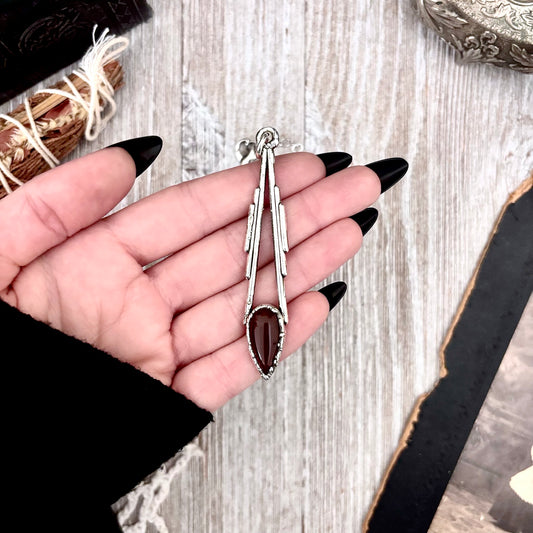 Red Carnelian Crystal Necklace in Fine Silver / Foxlark Collection - One of a Kind