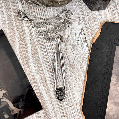Graphite Included Quartz Crystal Necklace in Fine Silver / Foxlark Collection - One of a Kind