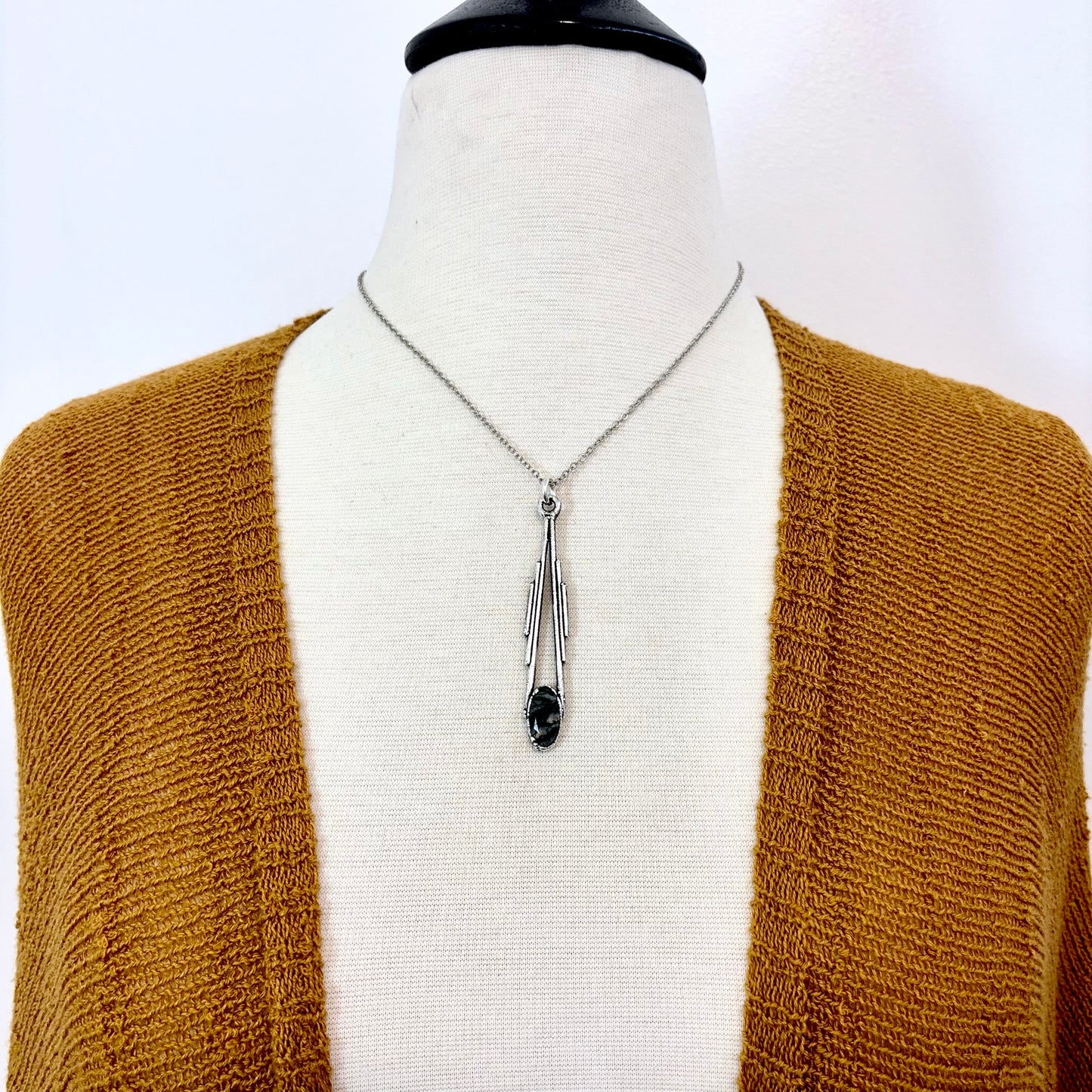 Moss Agate Crystal Necklace in Fine Silver / Foxlark Collection - One of a Kind