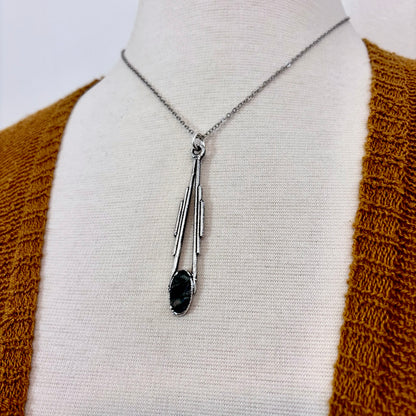 Moss Agate Crystal Necklace in Fine Silver / Foxlark Collection - One of a Kind