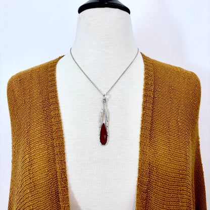 Red Carnelian Crystal Necklace in Fine Silver / Foxlark Collection - One of a Kind