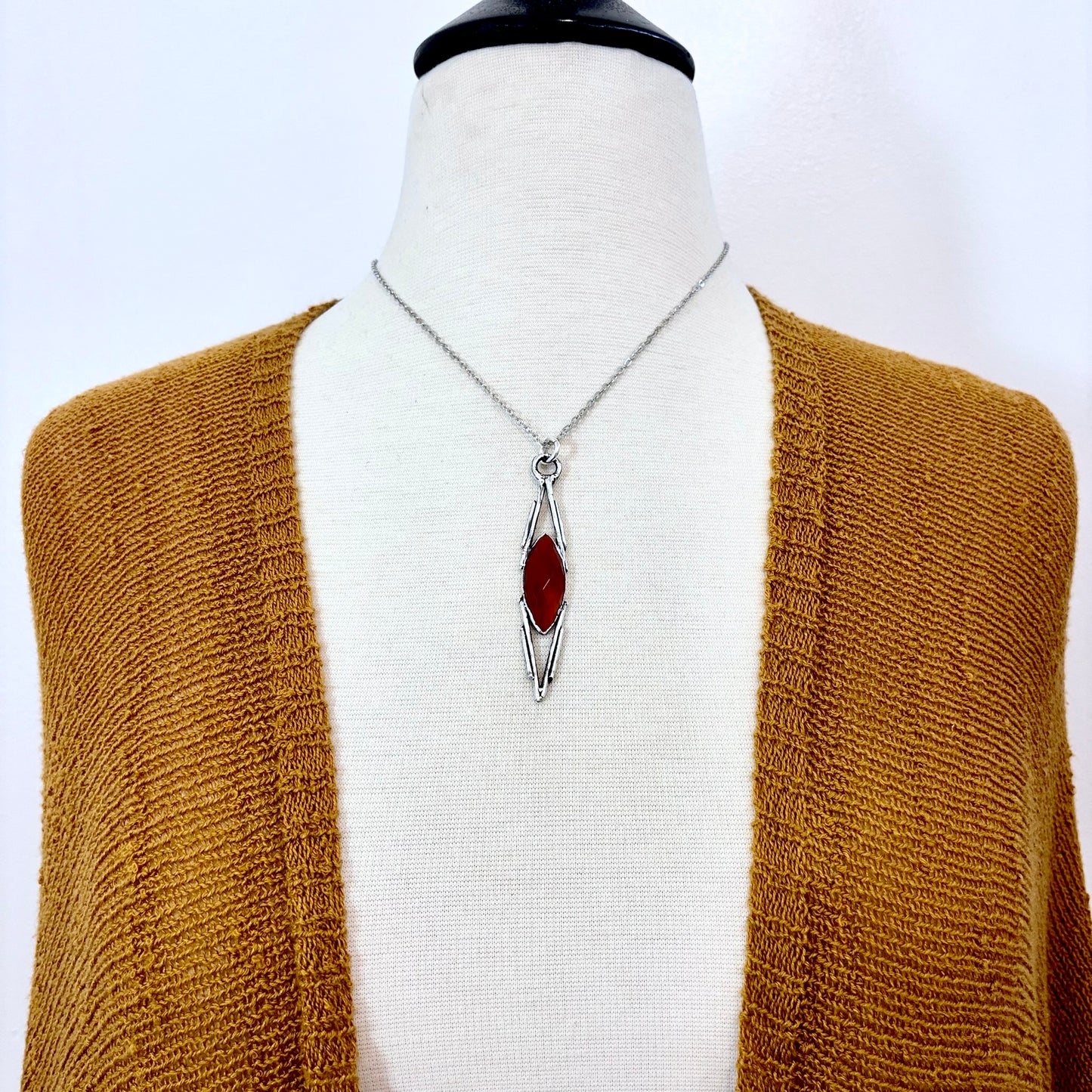 Red Carnelian Crystal Necklace in Fine Silver / Foxlark Collection - One of a Kind
