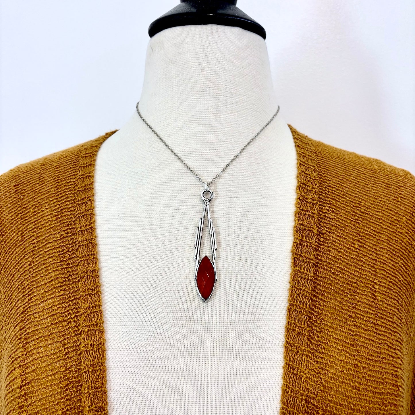 Red Carnelian Crystal Necklace in Fine Silver / Foxlark Collection - One of a Kind