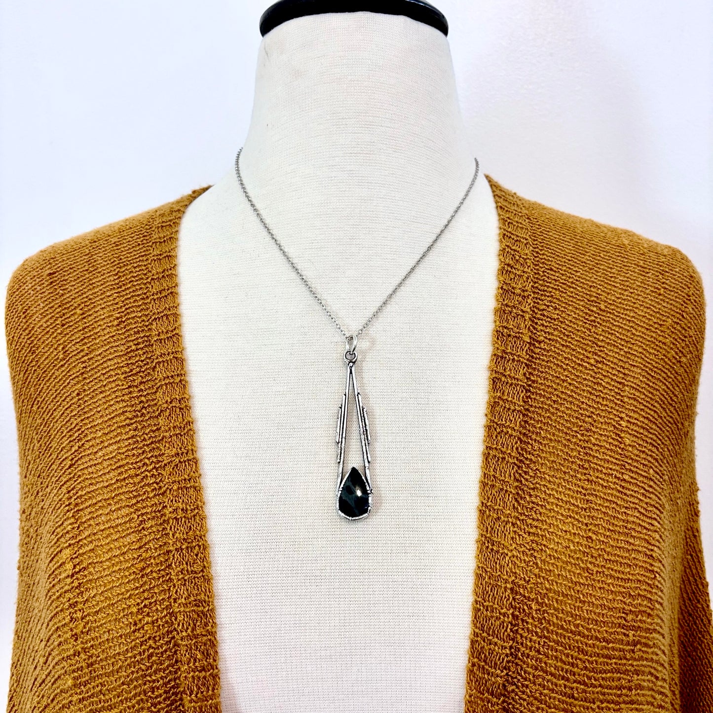 Spiderweb Obsidian Crystal Necklace in Fine Silver / Foxlark Collection - One of a Kind