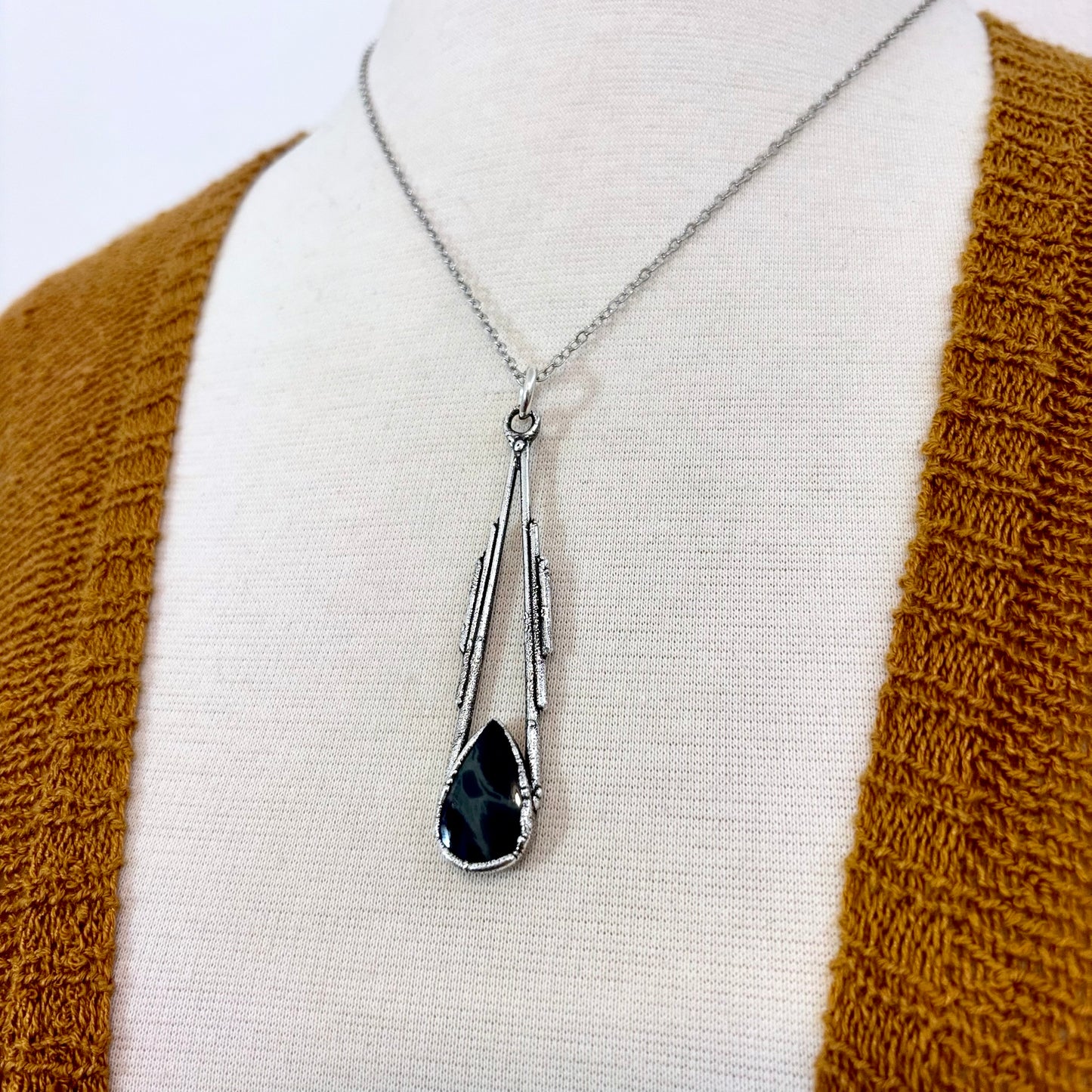 Spiderweb Obsidian Crystal Necklace in Fine Silver / Foxlark Collection - One of a Kind