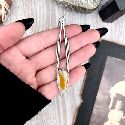 Yellow Mookaite Crystal Necklace in Fine Silver / Foxlark Collection - One of a Kind