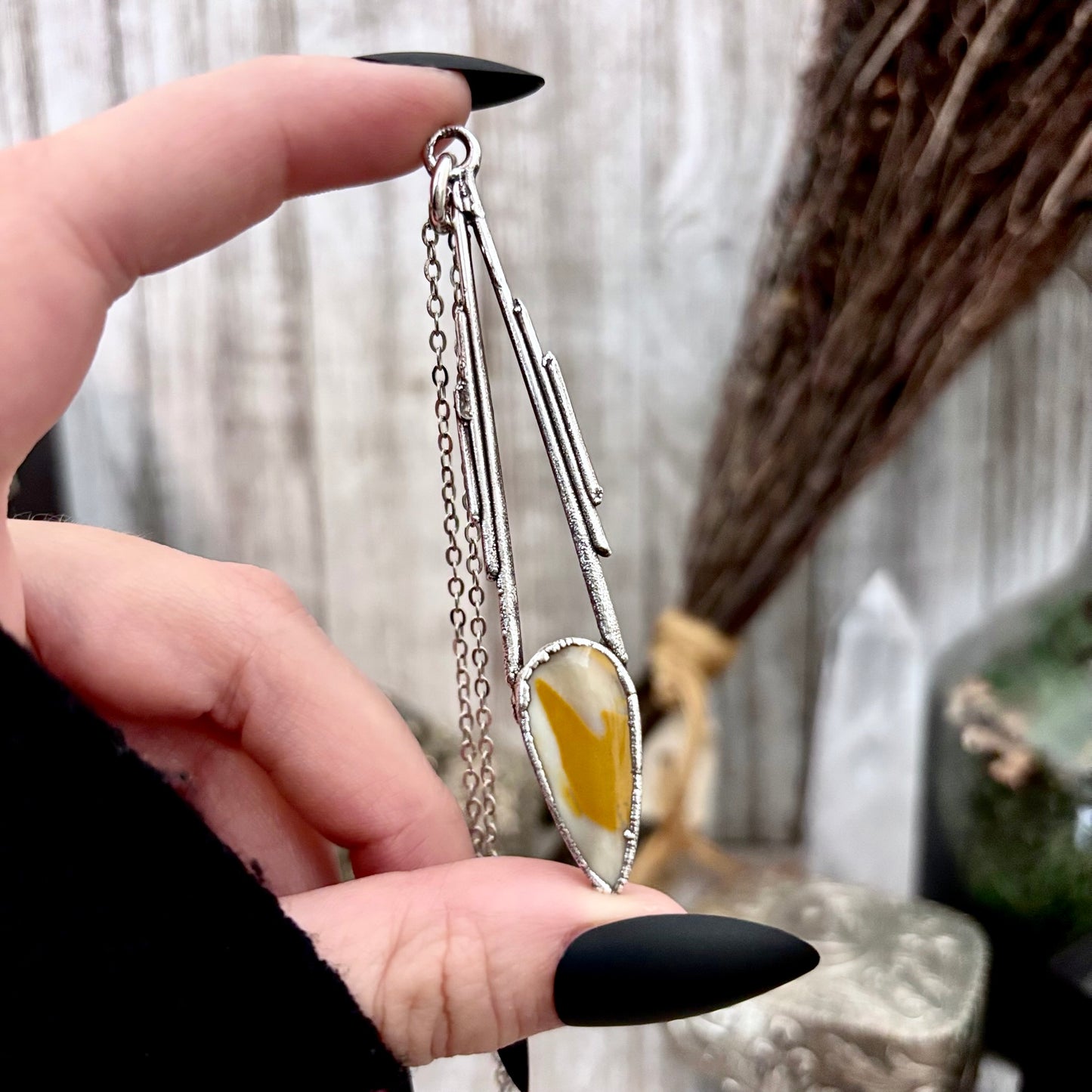 Yellow Mookaite Crystal Necklace in Fine Silver / Foxlark Collection - One of a Kind