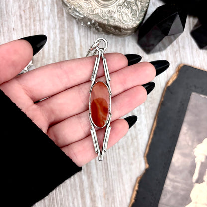 Red Mookaite Crystal Necklace in Fine Silver / Foxlark Collection - One of a Kind