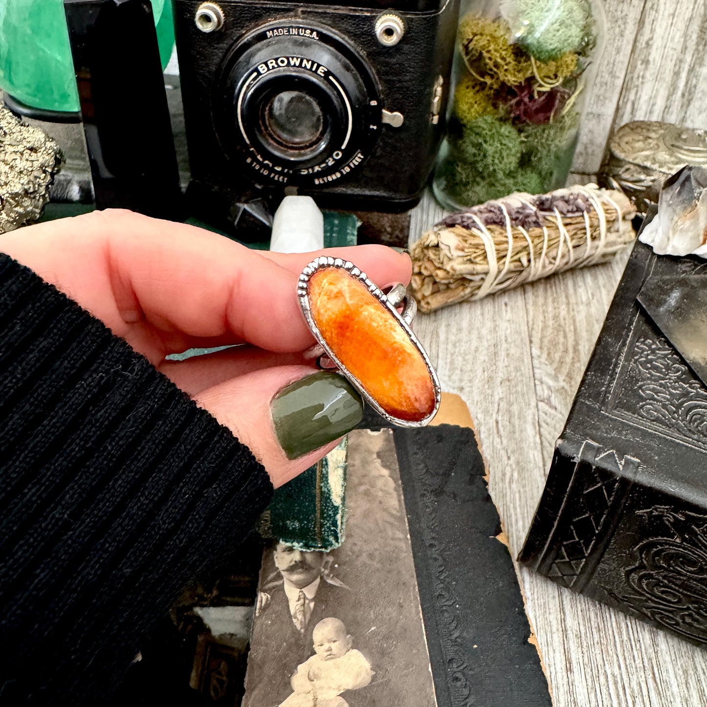 Spiny Oyster Ring Fine Silver Size 8 / Foxlark Collection - One of a Kind FOXLARK