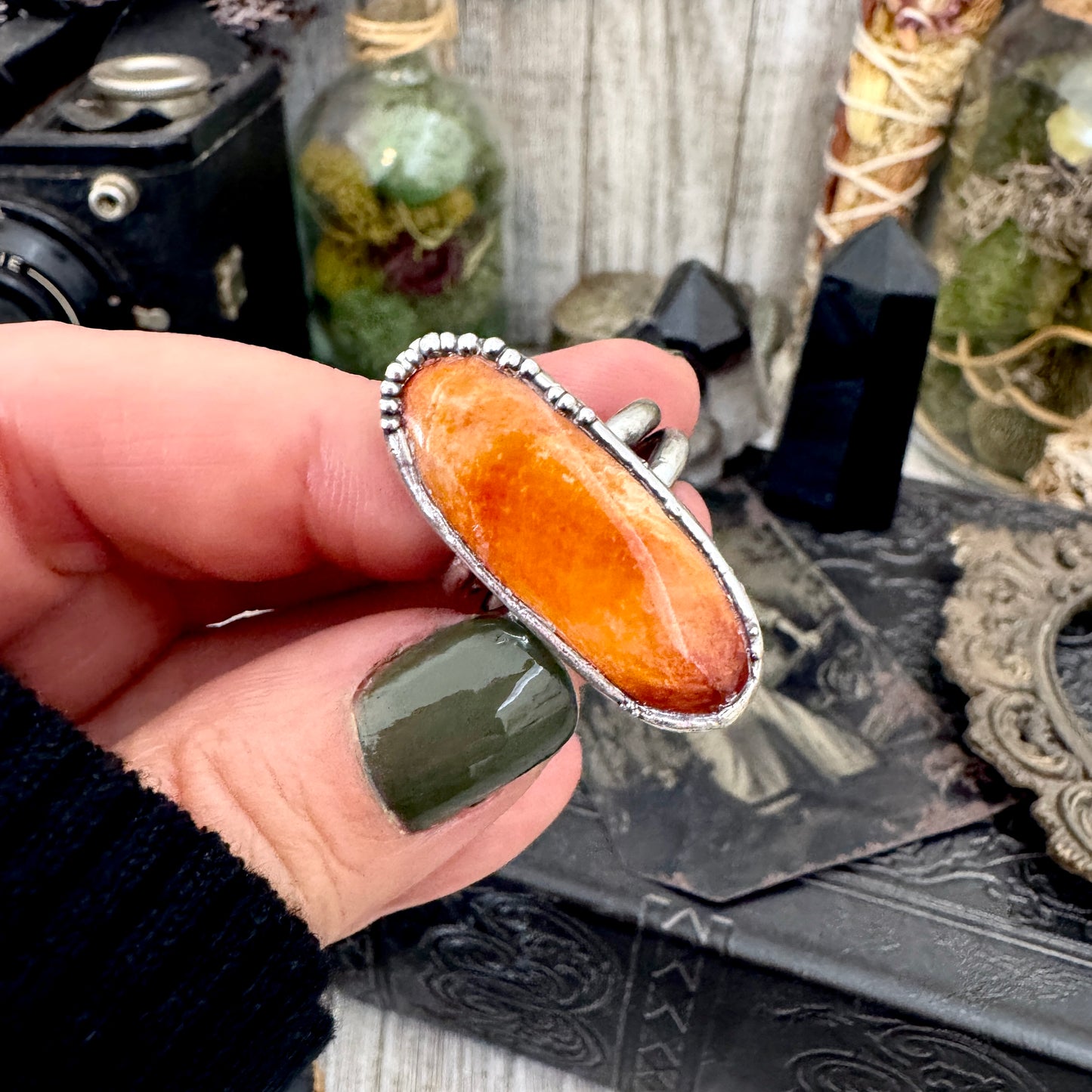 Spiny Oyster Ring Fine Silver Size 8 / Foxlark Collection - One of a Kind FOXLARK