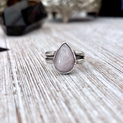 Rose Quartz Ring Fine Silver Stone Ring Size 7 / Foxlark Collection- One of a Kind