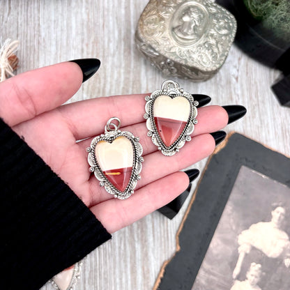 Mookaite Crystal Heart Necklace in Sterling Silver  -Designed by FOXLARK Collection