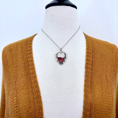 Mookaite Crystal Heart Necklace in Sterling Silver  -Designed by FOXLARK Collection