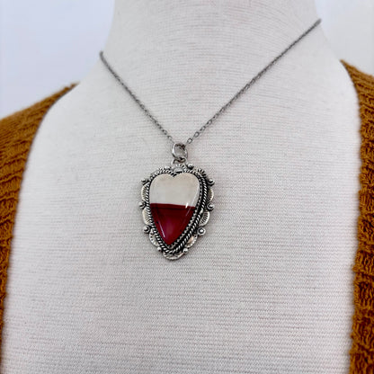 Mookaite Crystal Heart Necklace in Sterling Silver  -Designed by FOXLARK Collection