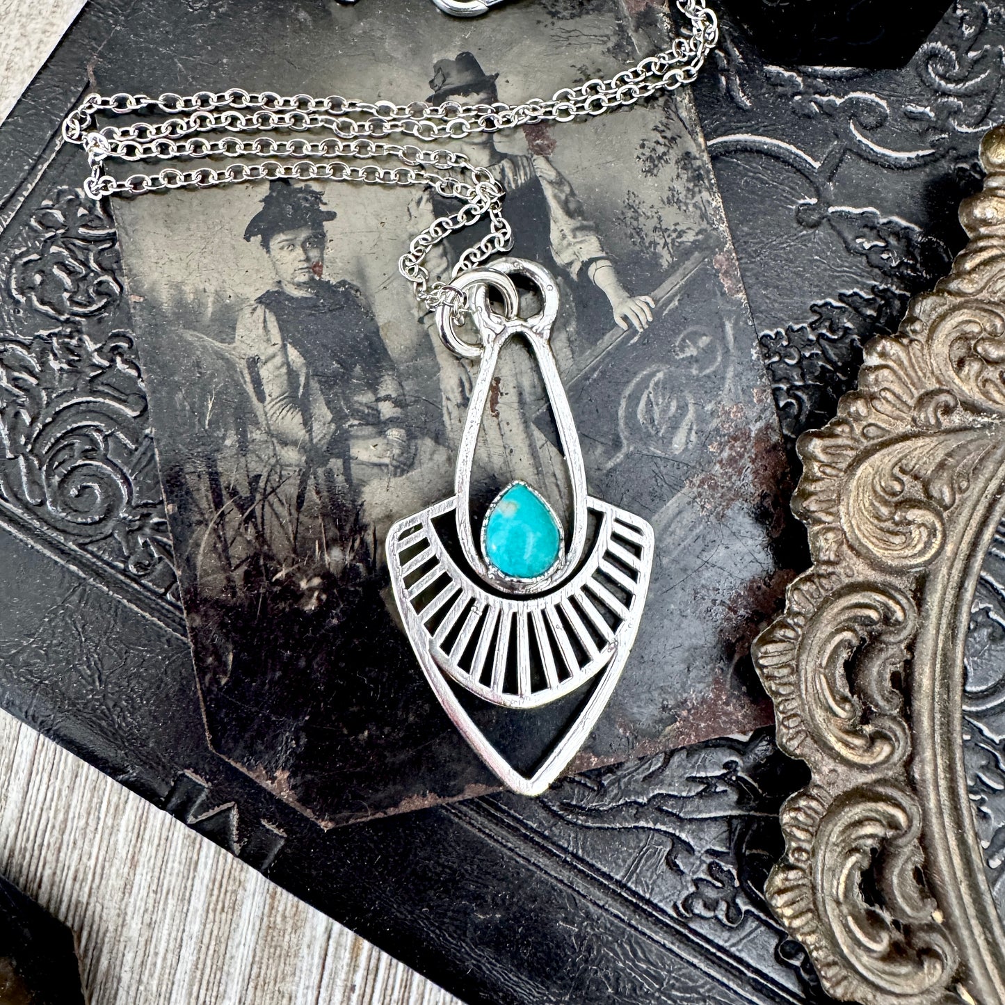 Tibetan Turquoise Necklace in Fine Silver / Foxlark Collection - One of a Kind FOXLARK